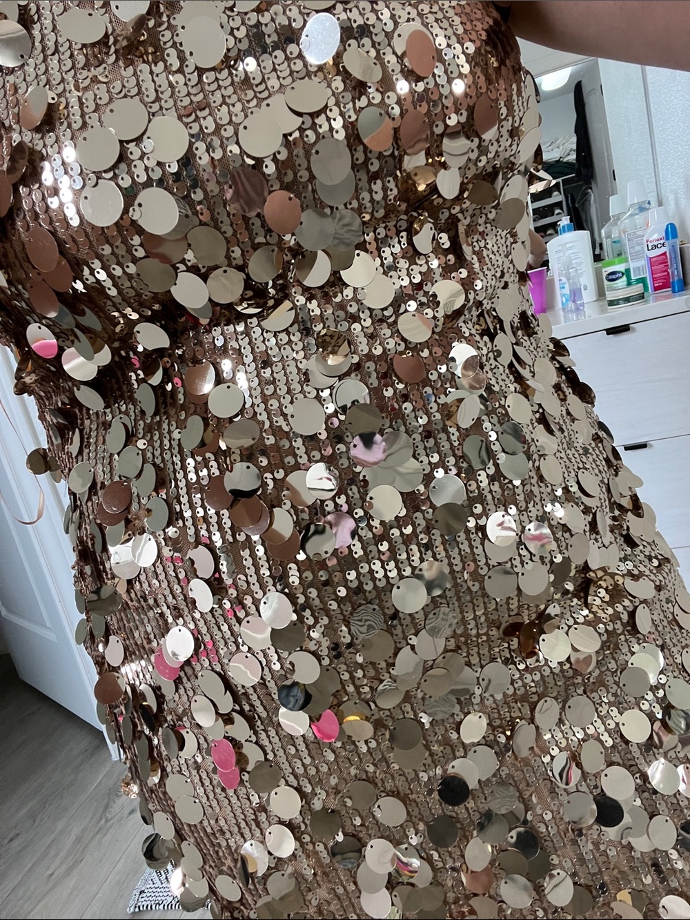 Gianni Bini Gold Sequin Slip Dress - Picture 3 of 5
